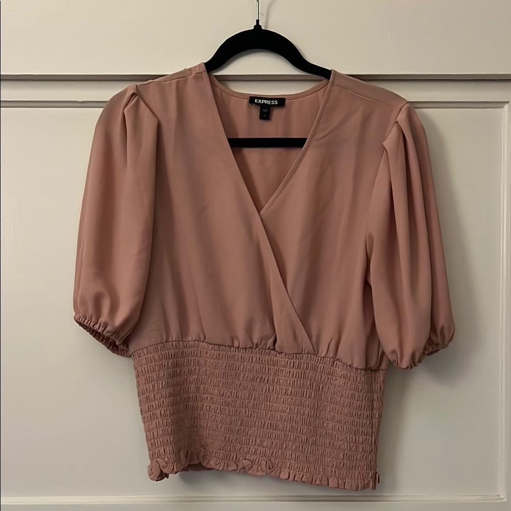 Express Women's Tan Wrap Top Size M